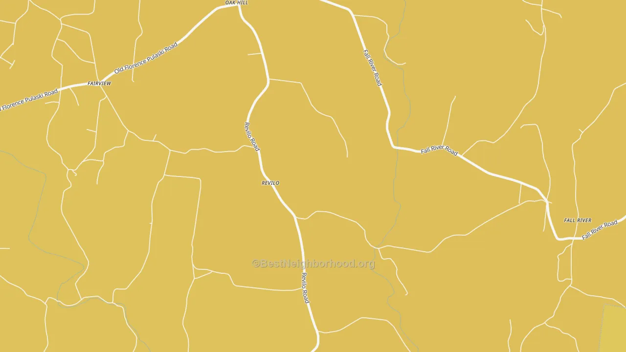 Map of the best neighborhoods in the Revilo area, with better matches in green and worse matches in red
