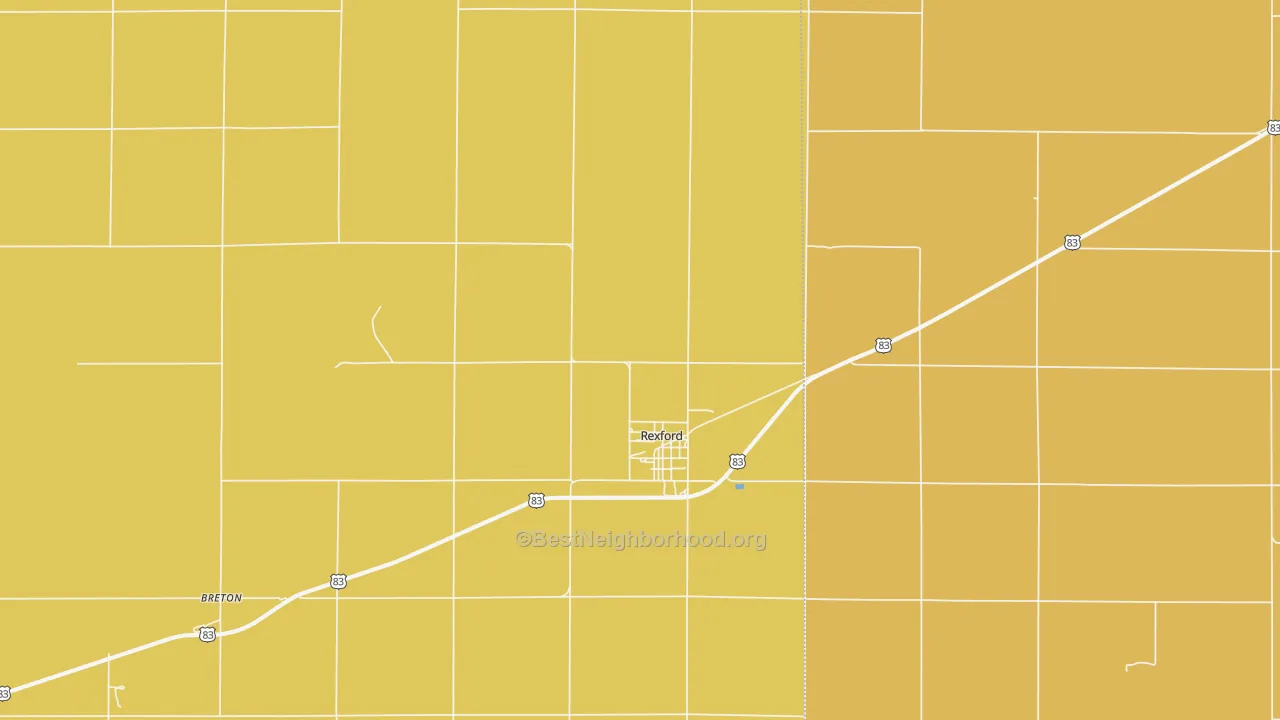 Map of the best neighborhoods in the Rexford area, with better matches in green and worse matches in red