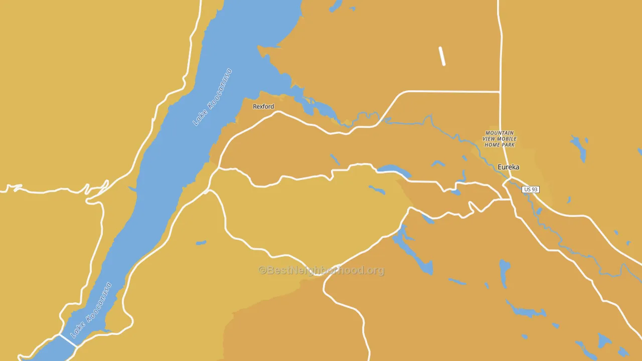 Map of the best neighborhoods in the Rexford area, with better matches in green and worse matches in red