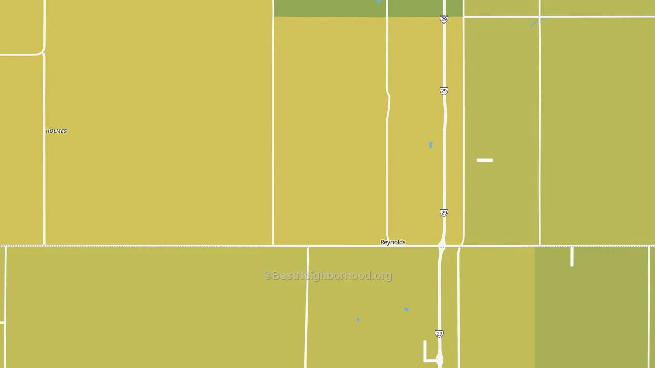 Map of the best neighborhoods in the Reynolds area, with better matches in green and worse matches in red