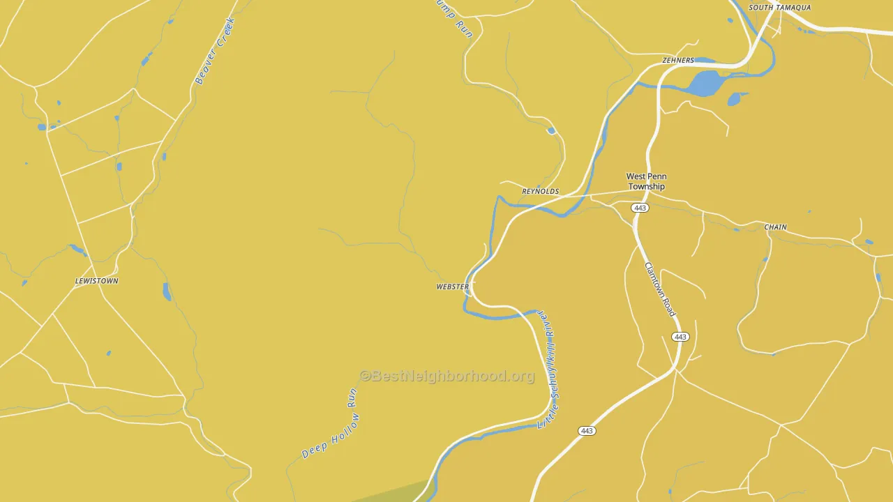 Map of the best neighborhoods in the Reynolds area, with better matches in green and worse matches in red