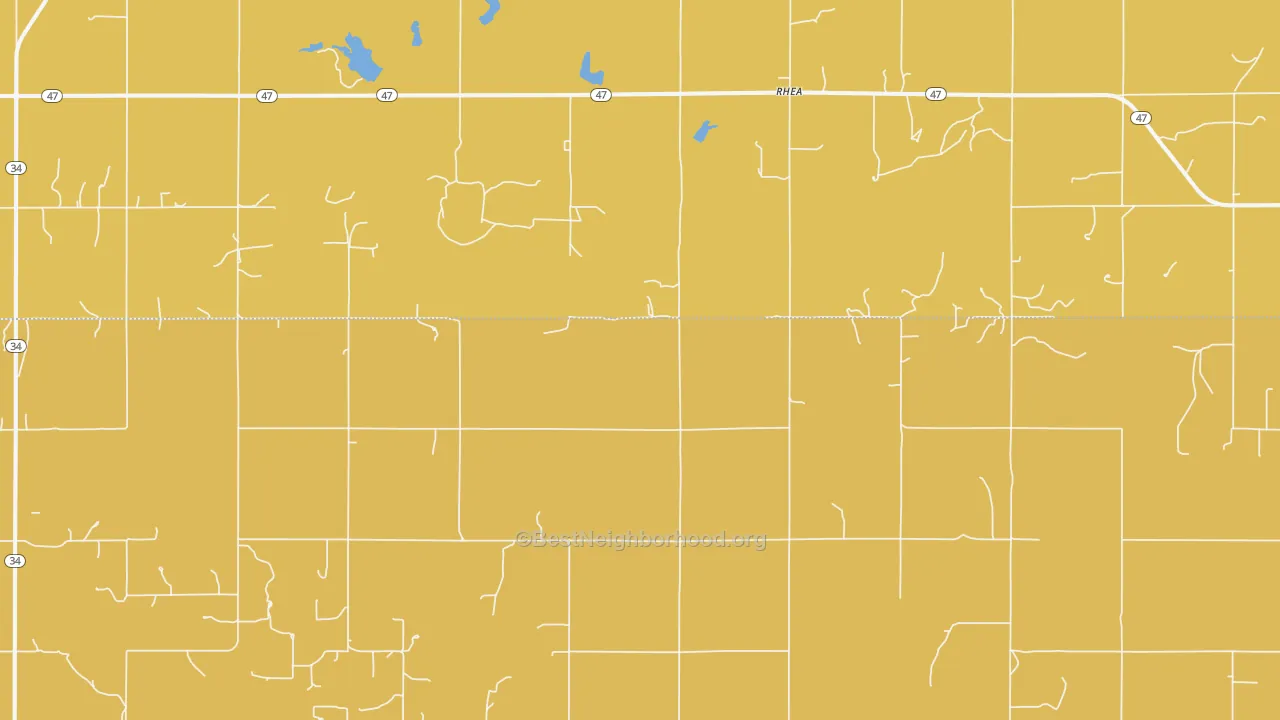 Map of the best neighborhoods in the Rhea area, with better matches in green and worse matches in red