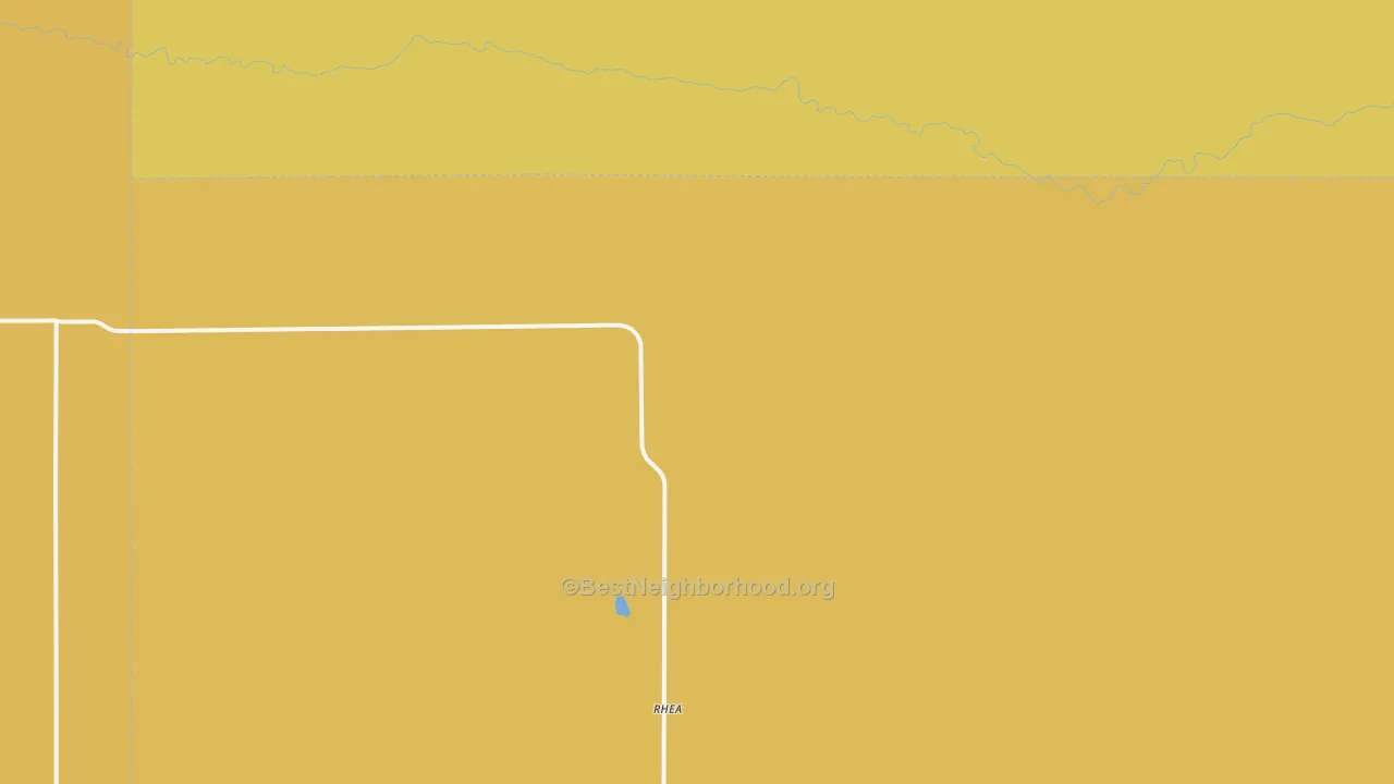 Map of the best neighborhoods in the Rhea area, with better matches in green and worse matches in red