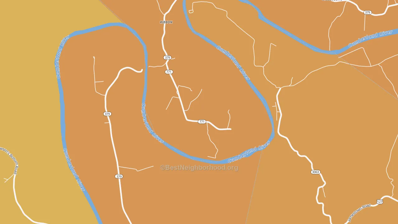 Map of the best neighborhoods in the Ribbon area, with better matches in green and worse matches in red
