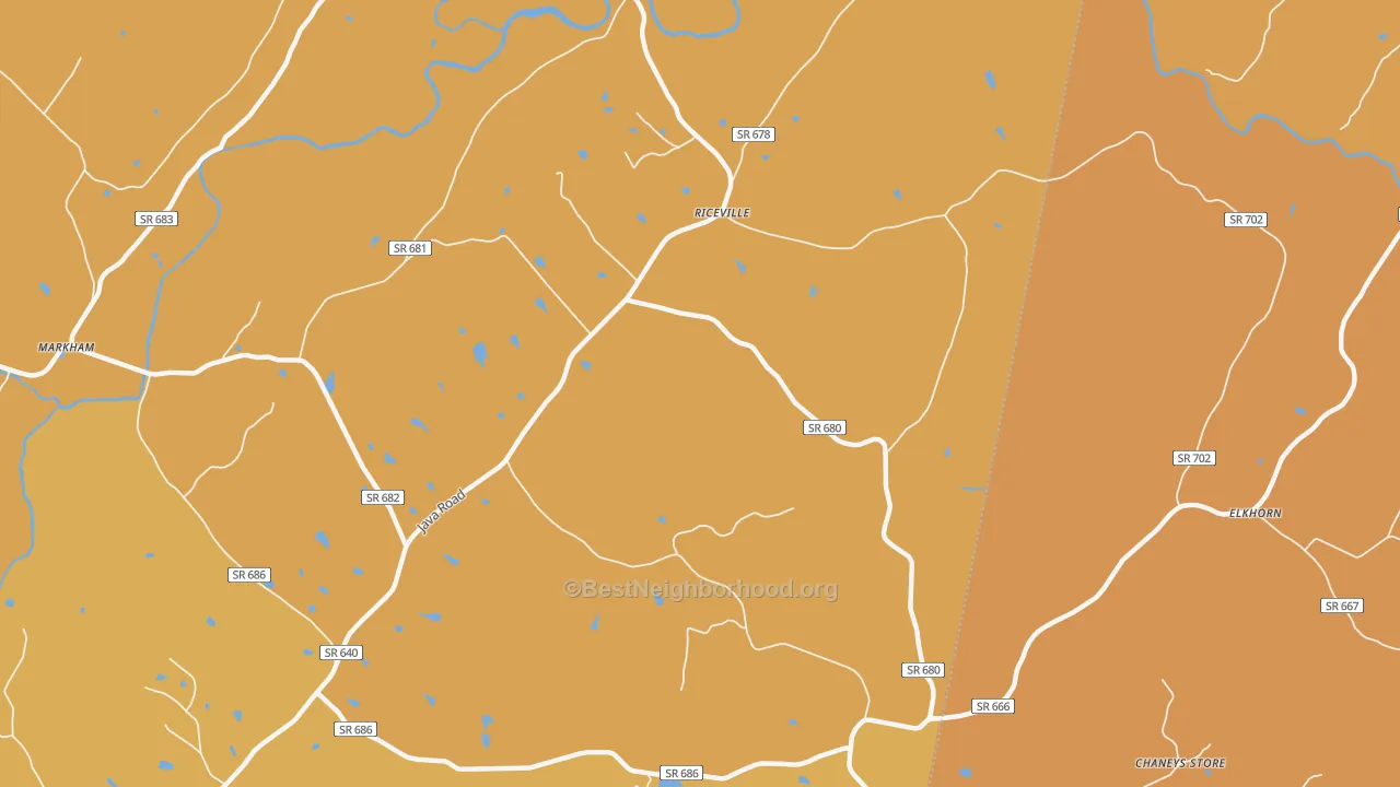 Map of the best neighborhoods in the Riceville area, with better matches in green and worse matches in red