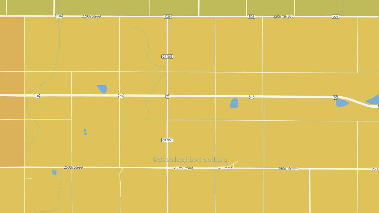 Map of the best neighborhoods in the Richard area, with better matches in green and worse matches in red
