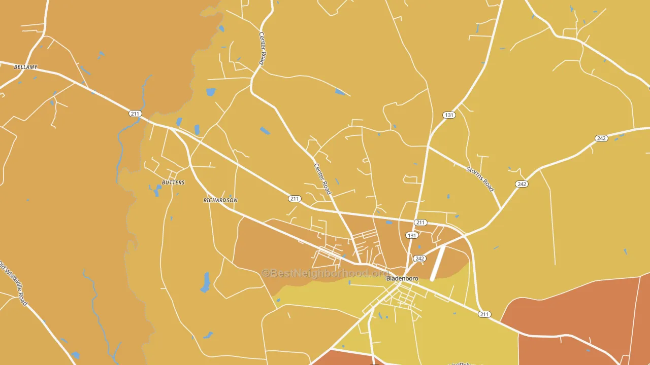 Map of the best neighborhoods in the Richardson area, with better matches in green and worse matches in red