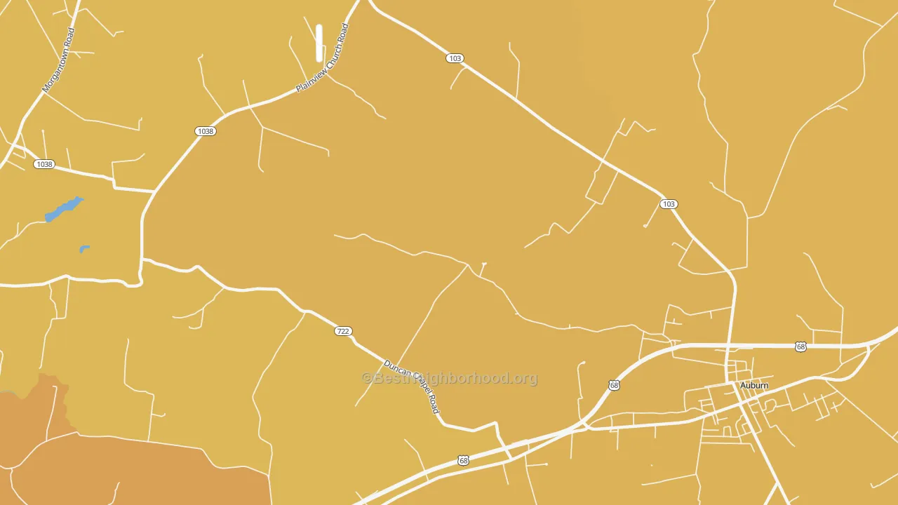 Map of the best neighborhoods in the Richelieu area, with better matches in green and worse matches in red