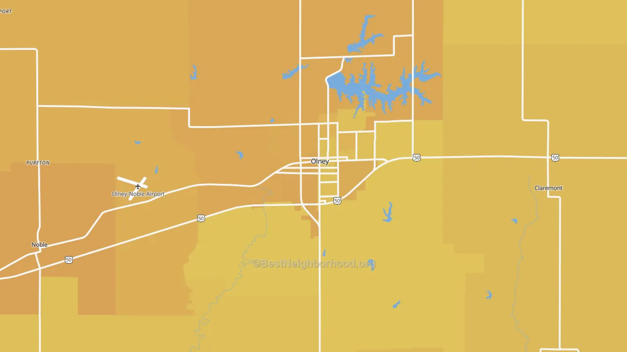 Map of the best neighborhoods in the Richland County area, with better matches in green and worse matches in red