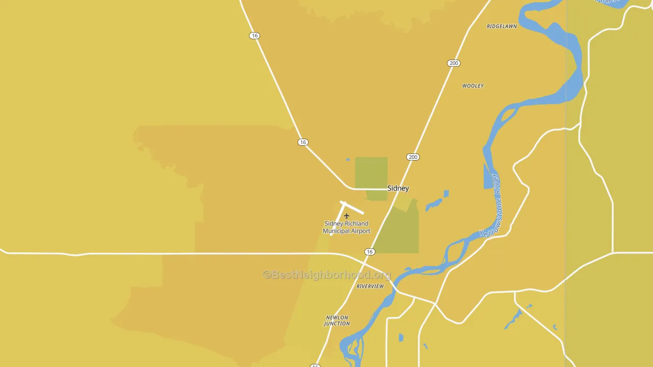 Map of the best neighborhoods in the Richland County area, with better matches in green and worse matches in red