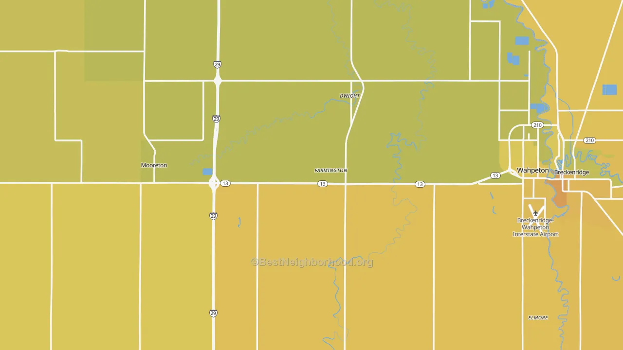 Map of the best neighborhoods in the Richland County area, with better matches in green and worse matches in red