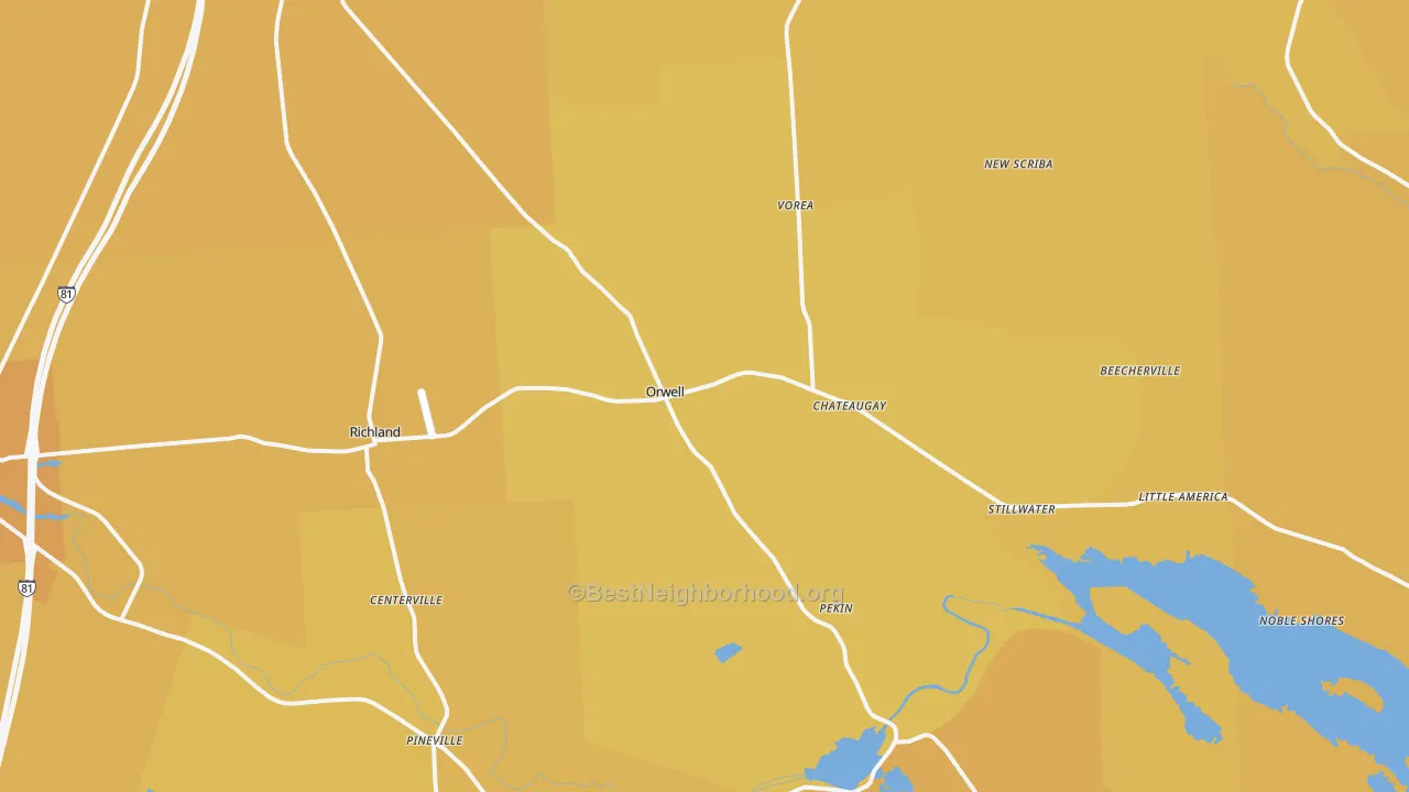 Map of the best neighborhoods in the Richland area, with better matches in green and worse matches in red