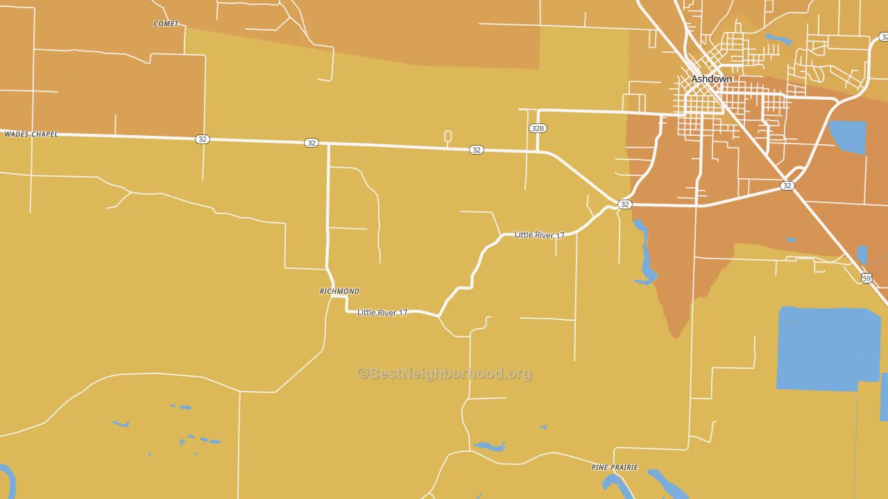 Map of the best neighborhoods in the Richmond area, with better matches in green and worse matches in red