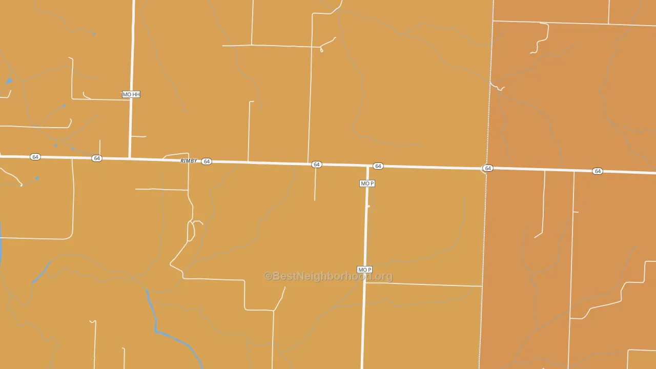 Map of the best neighborhoods in the Rimby area, with better matches in green and worse matches in red