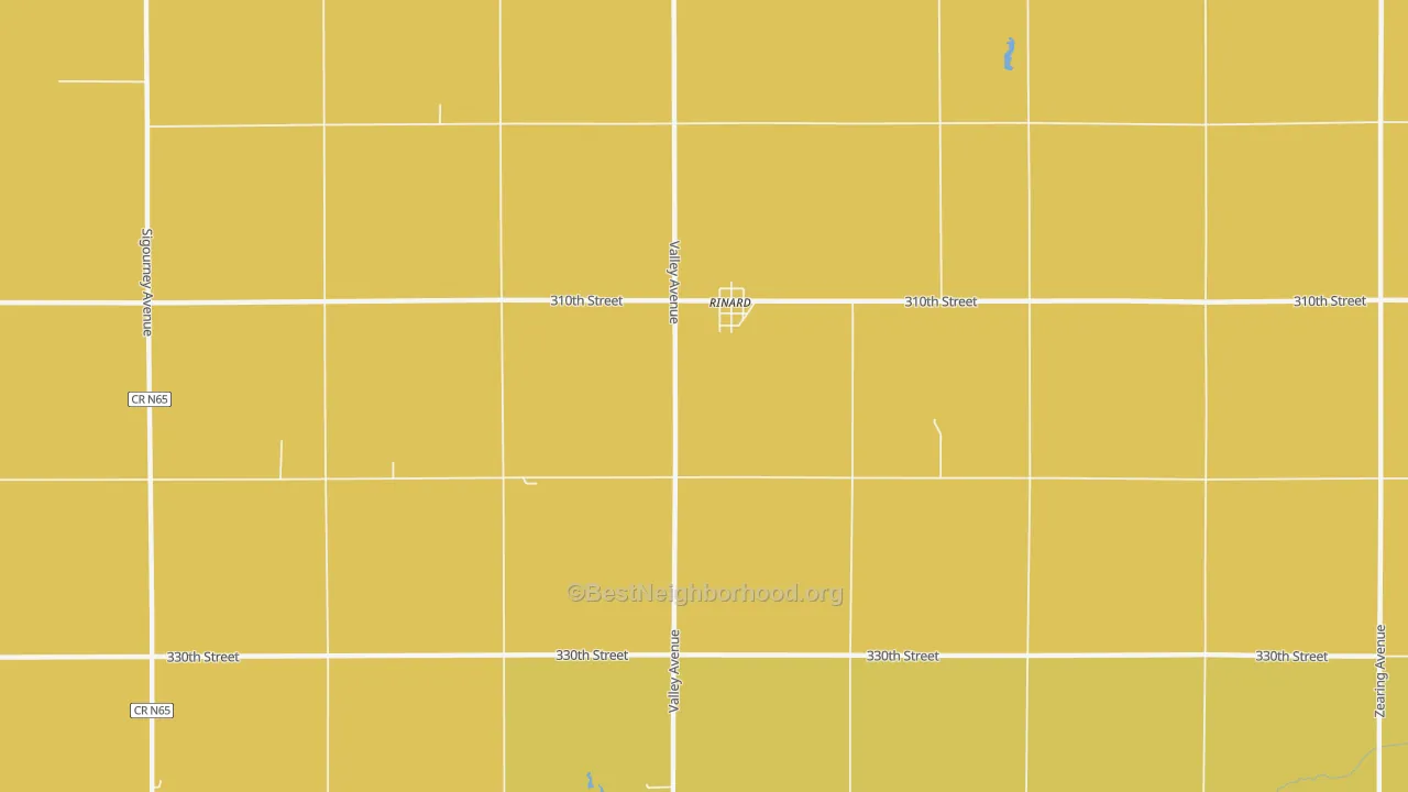 Map of the best neighborhoods in the Rinard area, with better matches in green and worse matches in red