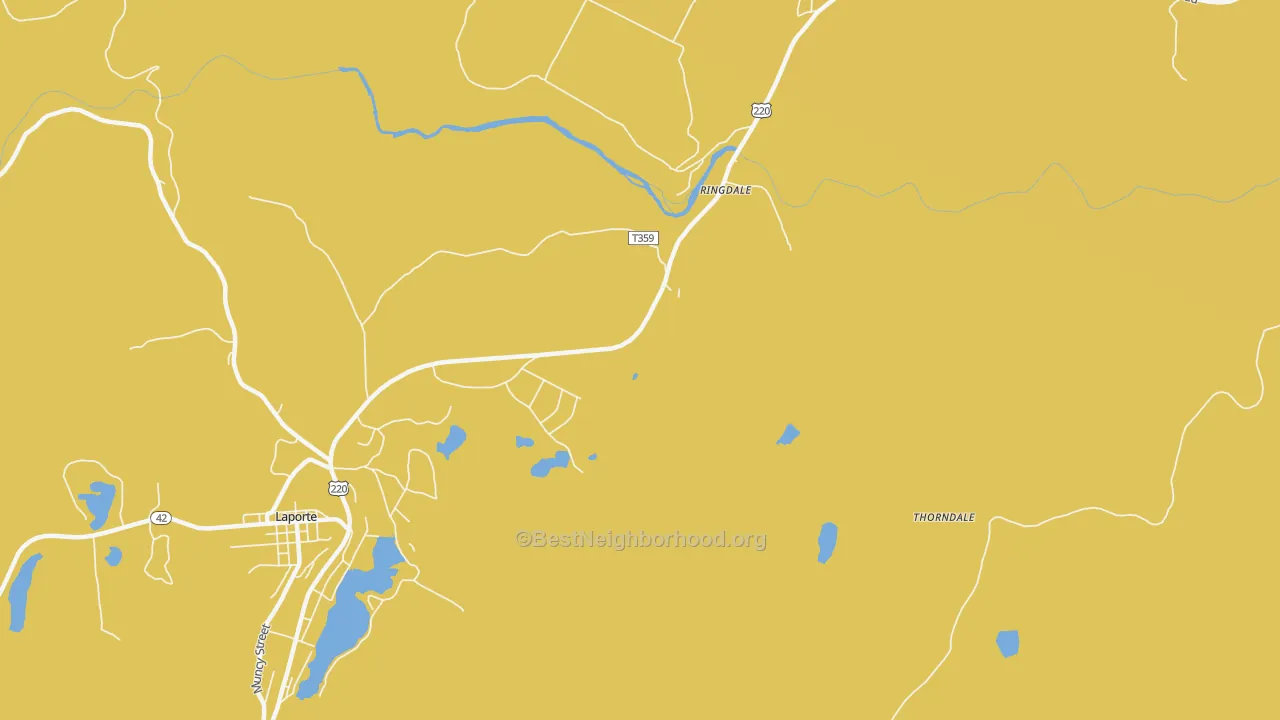 Map of the best neighborhoods in the Ringdale area, with better matches in green and worse matches in red