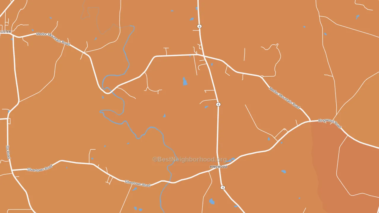Map of the best neighborhoods in the Ringwood area, with better matches in green and worse matches in red