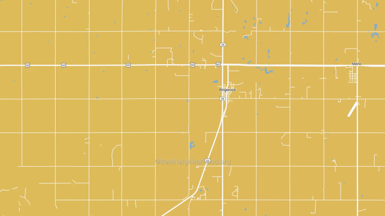 Map of the best neighborhoods in the Ringwood area, with better matches in green and worse matches in red