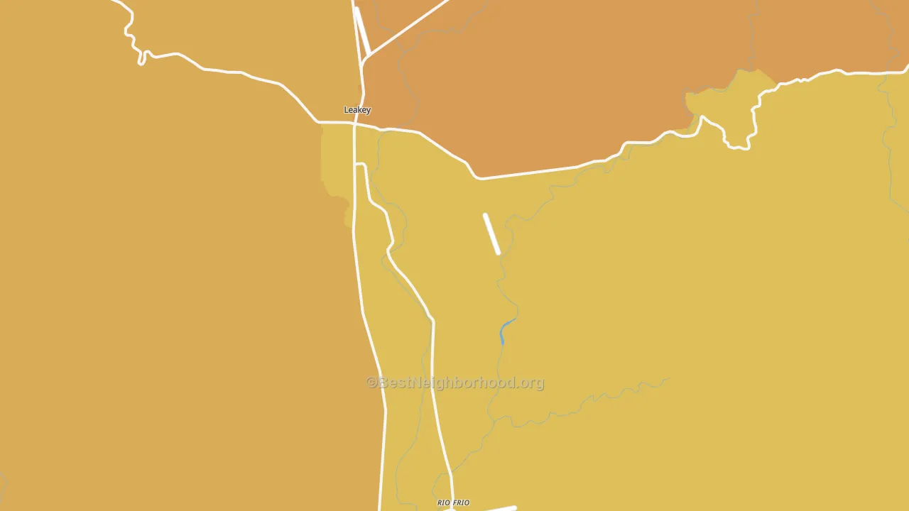 Map of the best neighborhoods in the Rio Frio area, with better matches in green and worse matches in red