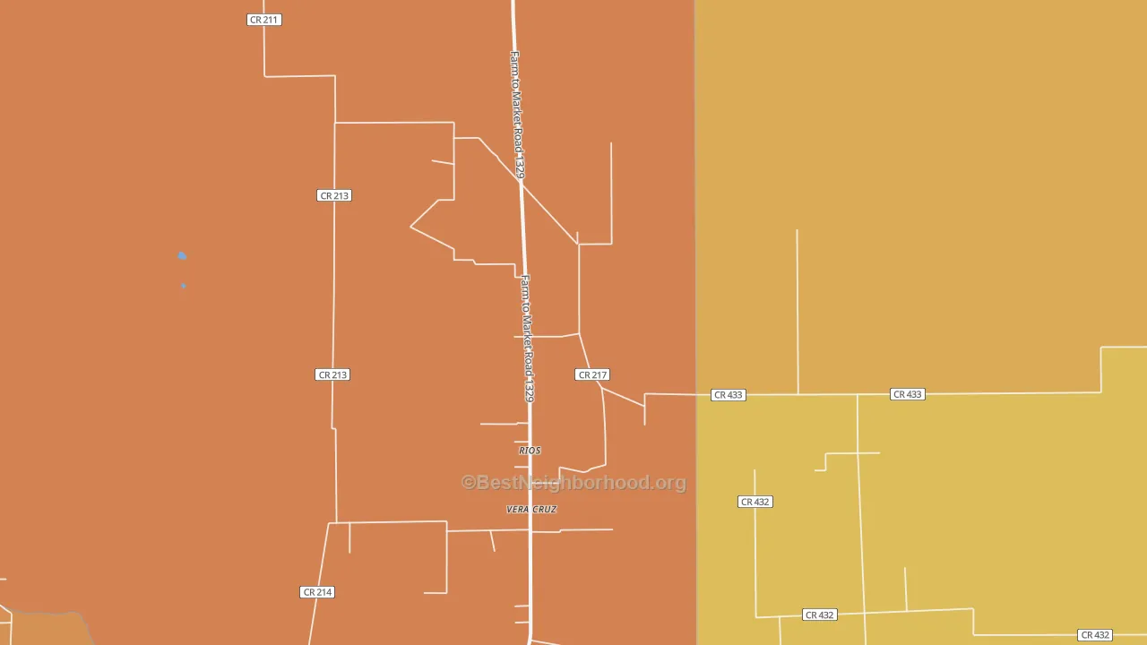 Map of the best neighborhoods in the Rios area, with better matches in green and worse matches in red
