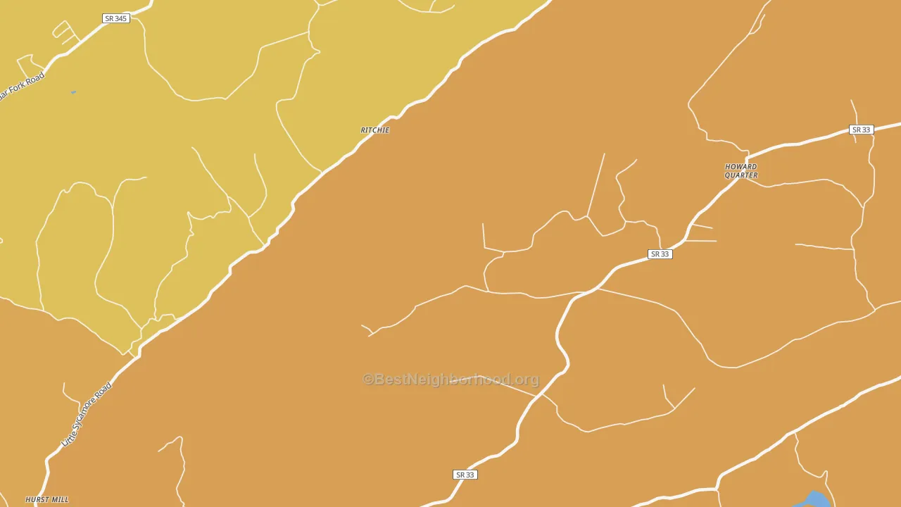 Map of the best neighborhoods in the Ritchie area, with better matches in green and worse matches in red