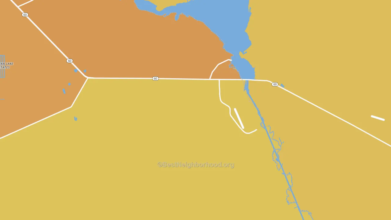 Map of the best neighborhoods in the River Ranch area, with better matches in green and worse matches in red