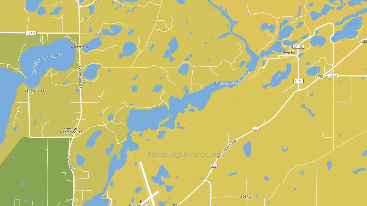 Map of the best neighborhoods in the Riverton area, with better matches in green and worse matches in red