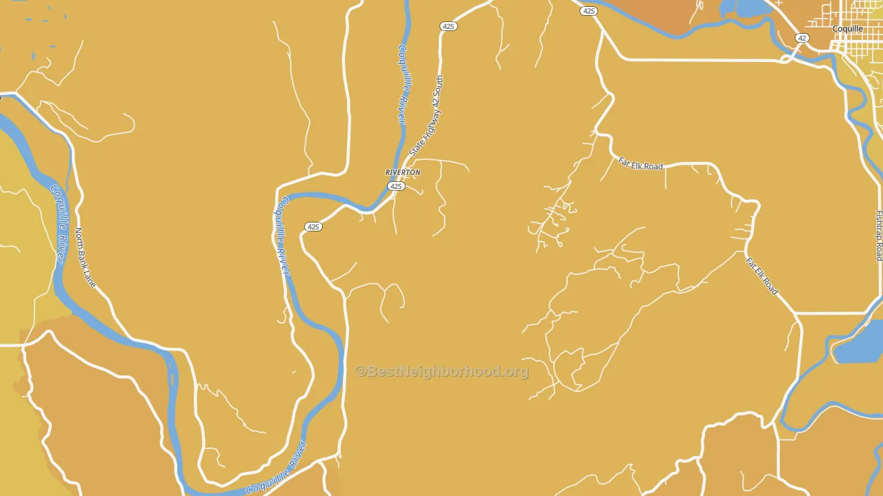 Map of the best neighborhoods in the Riverton area, with better matches in green and worse matches in red