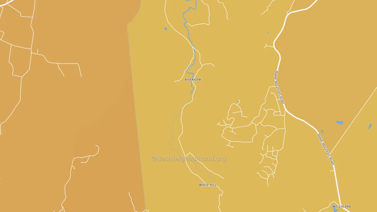 Map of the best neighborhoods in the Riverview area, with better matches in green and worse matches in red