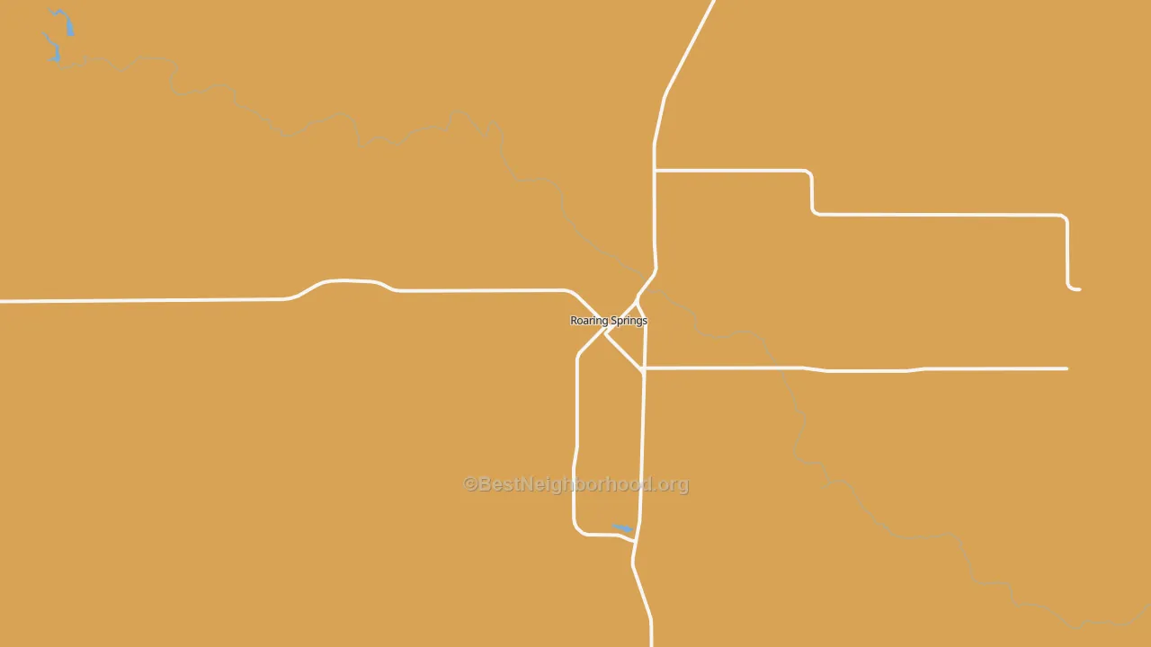 Map of the best neighborhoods in the Roaring Springs area, with better matches in green and worse matches in red