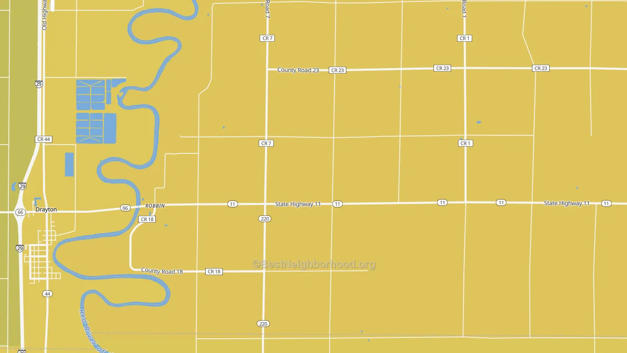 Map of the best neighborhoods in the Robbin area, with better matches in green and worse matches in red