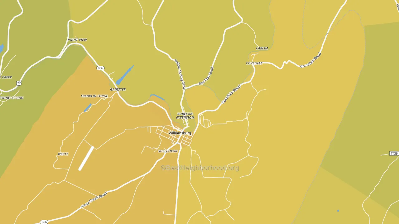Map of the best neighborhoods in the Robeson Extension area, with better matches in green and worse matches in red