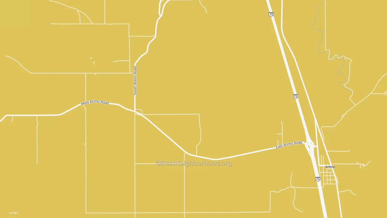 Map of the best neighborhoods in the Robin area, with better matches in green and worse matches in red