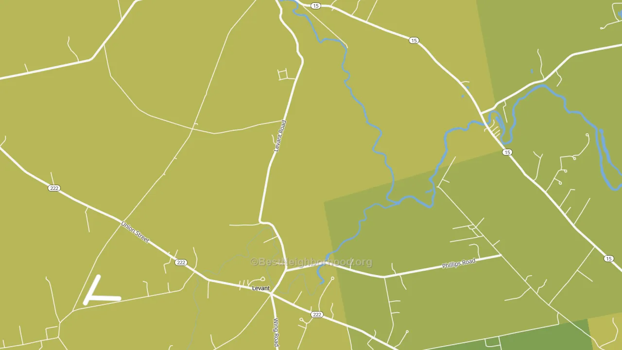 Map of the best neighborhoods in the Robyville area, with better matches in green and worse matches in red