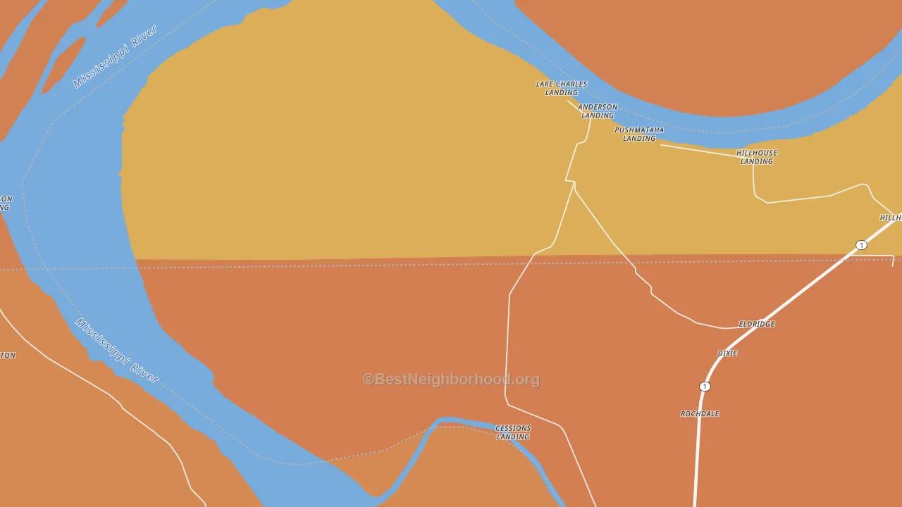 Map of the best neighborhoods in the Rochdale area, with better matches in green and worse matches in red