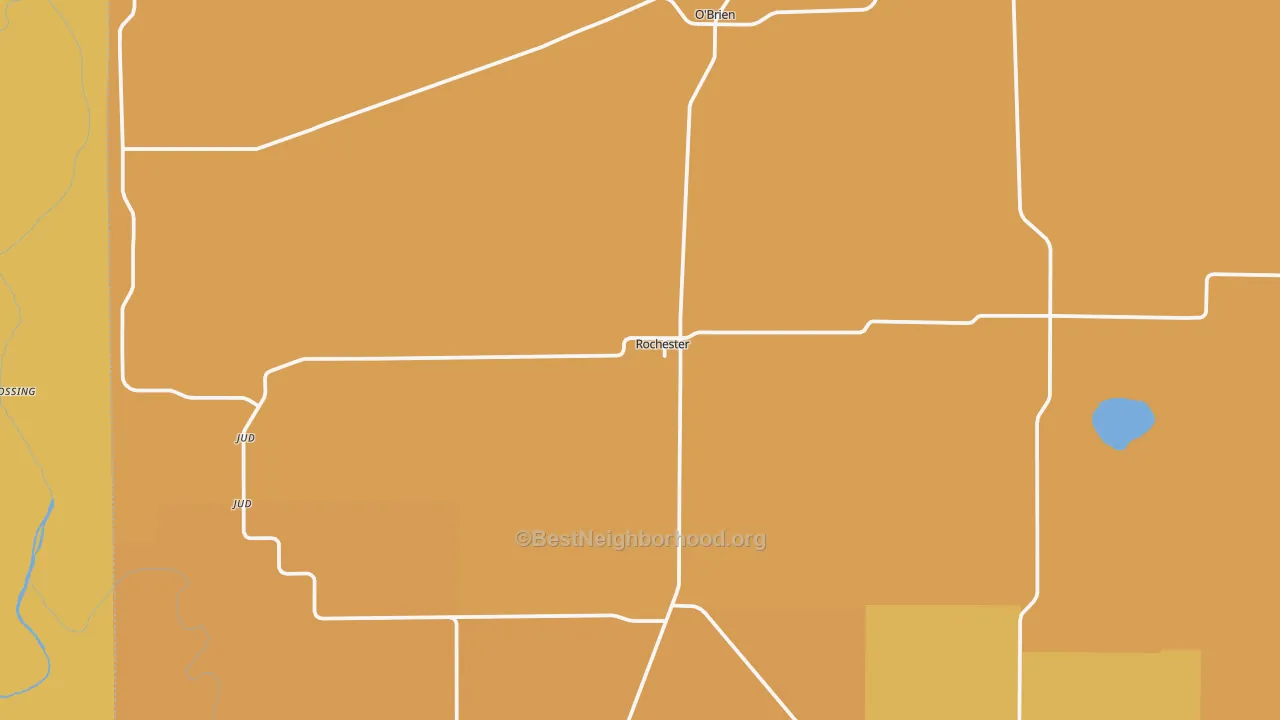 Map of the best neighborhoods in the Rochester area, with better matches in green and worse matches in red