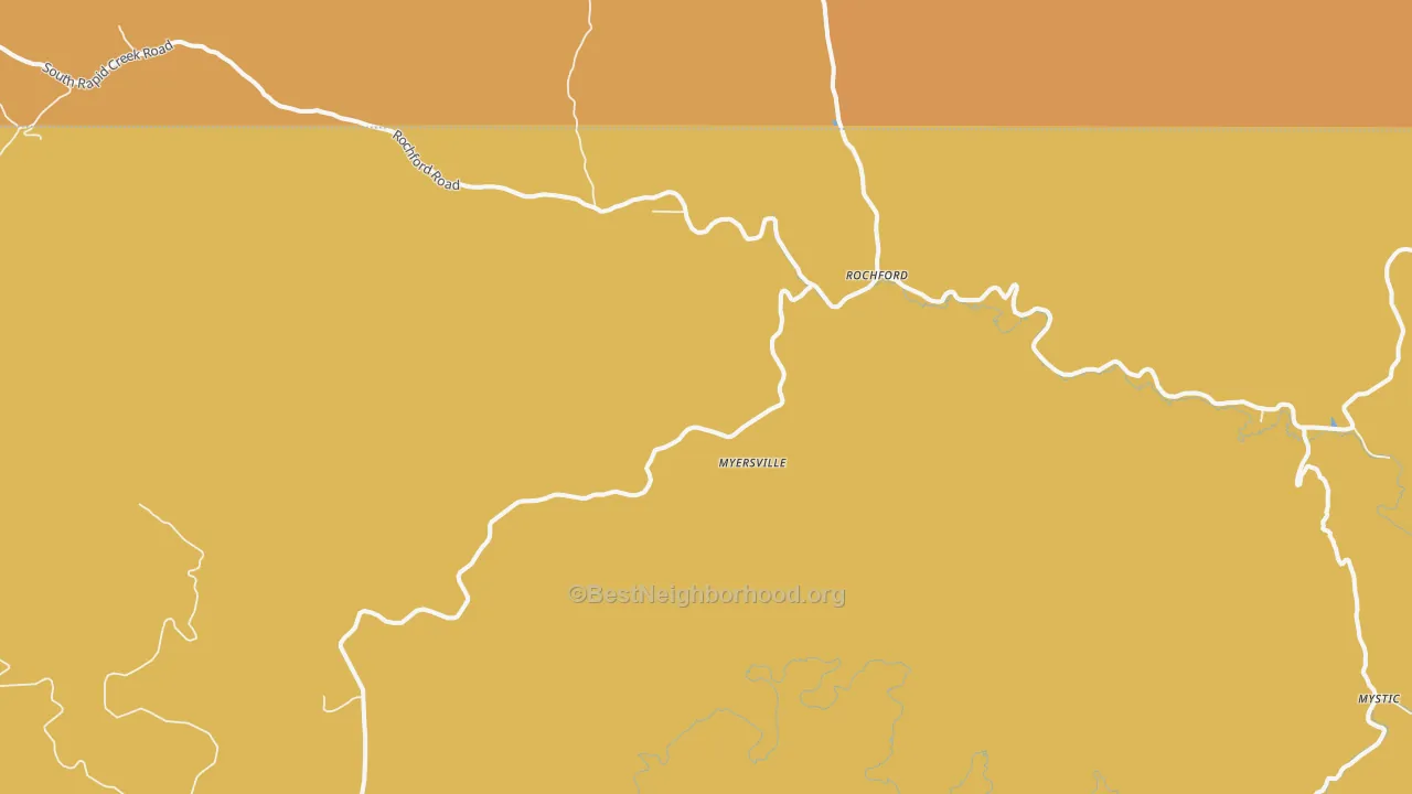 Map of the best neighborhoods in the Rochford area, with better matches in green and worse matches in red