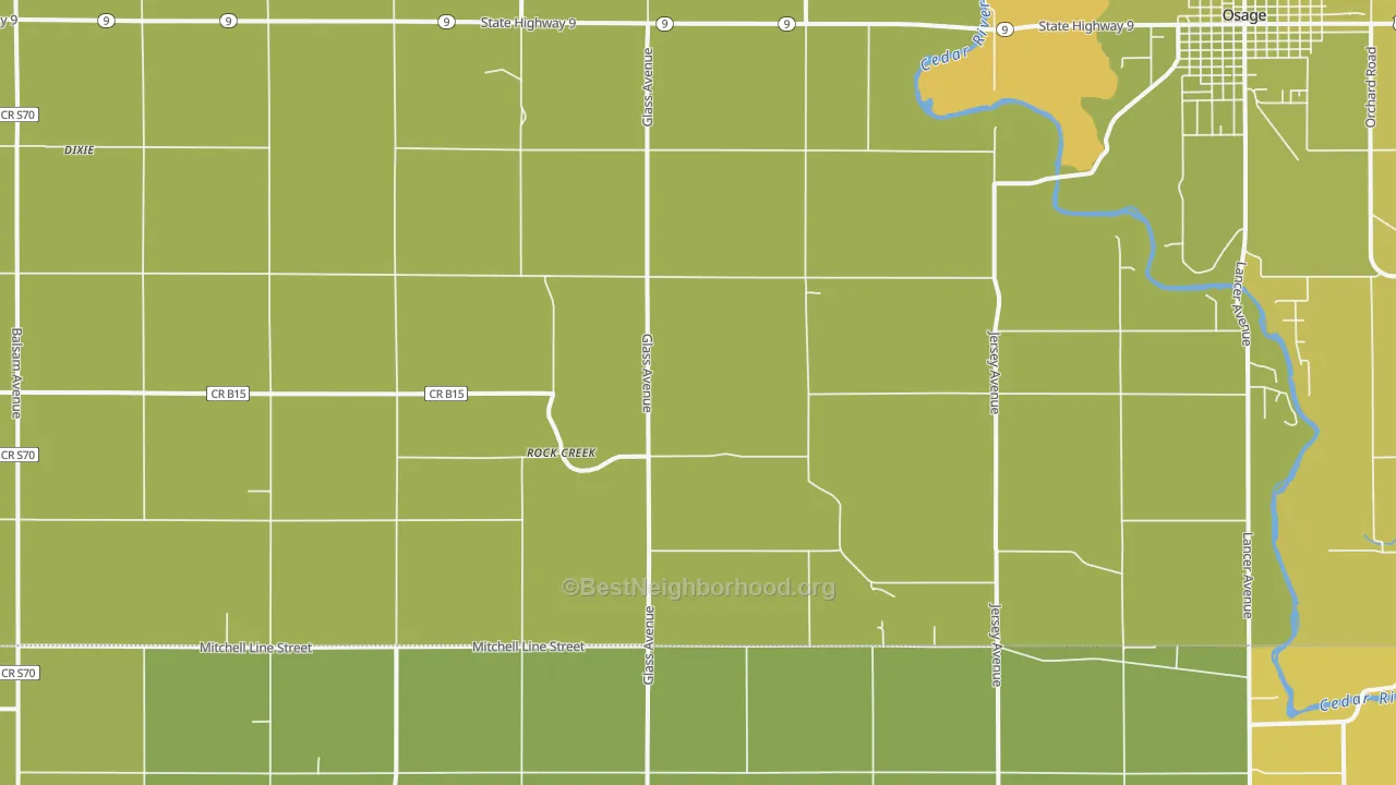 Map of the best neighborhoods in the Rock Creek area, with better matches in green and worse matches in red