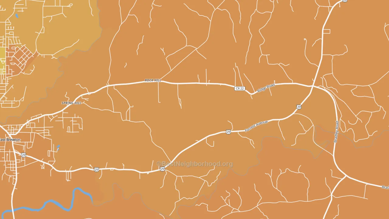 Map of the best neighborhoods in the Rock Hill area, with better matches in green and worse matches in red