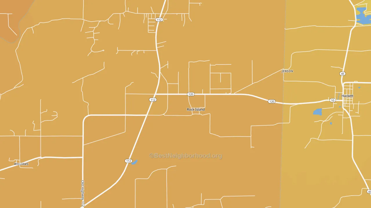 Map of the best neighborhoods in the Rock Island area, with better matches in green and worse matches in red
