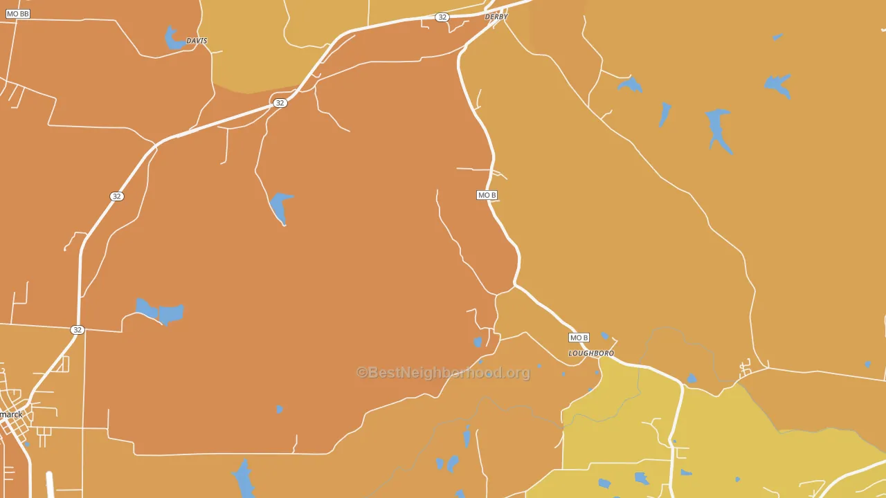 Map of the best neighborhoods in the Rock Springs area, with better matches in green and worse matches in red