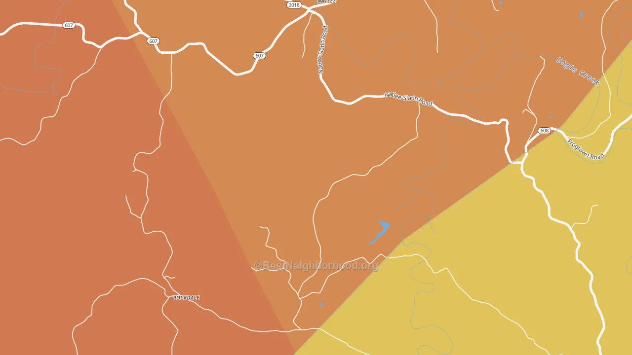 Map of the best neighborhoods in the Rockdale area, with better matches in green and worse matches in red
