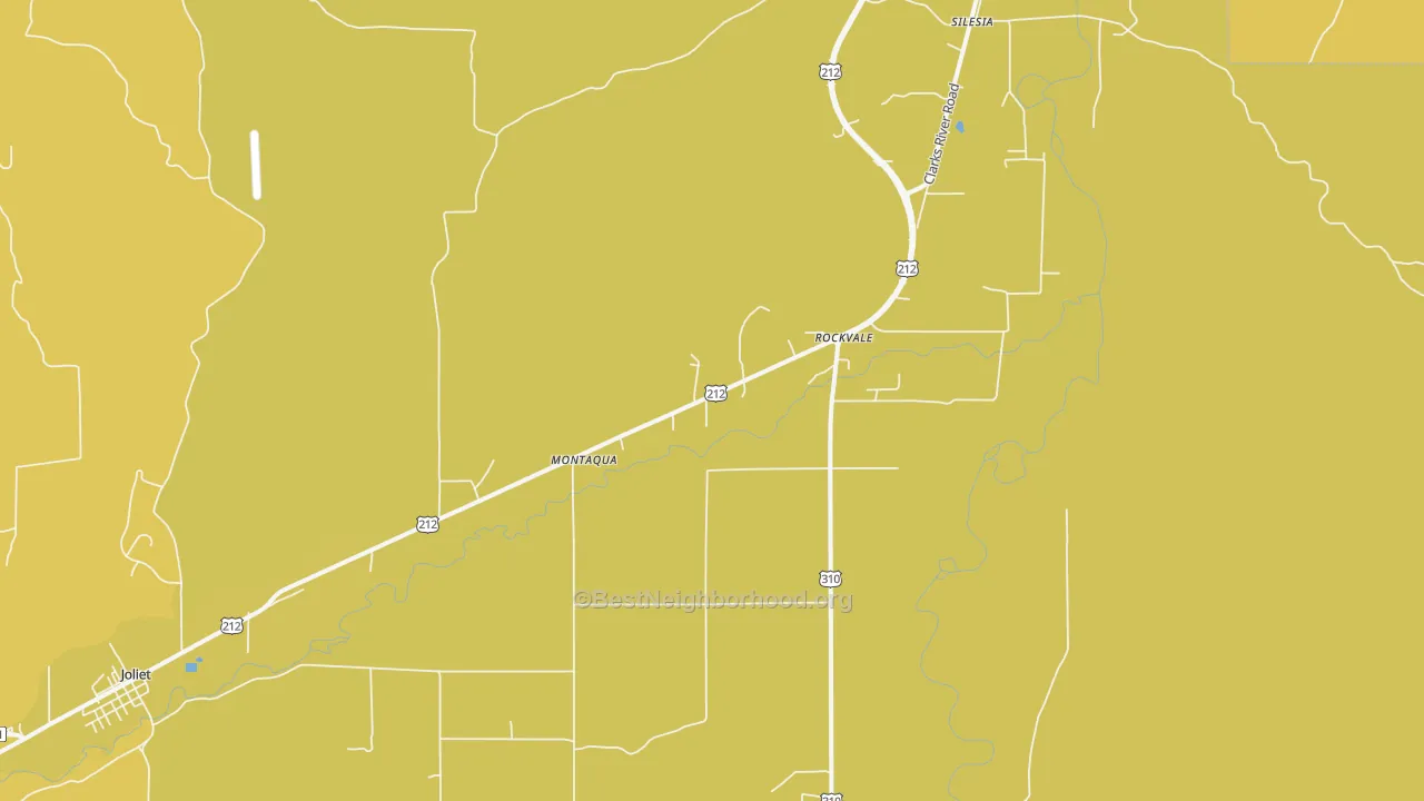 Map of the best neighborhoods in the Rockvale area, with better matches in green and worse matches in red
