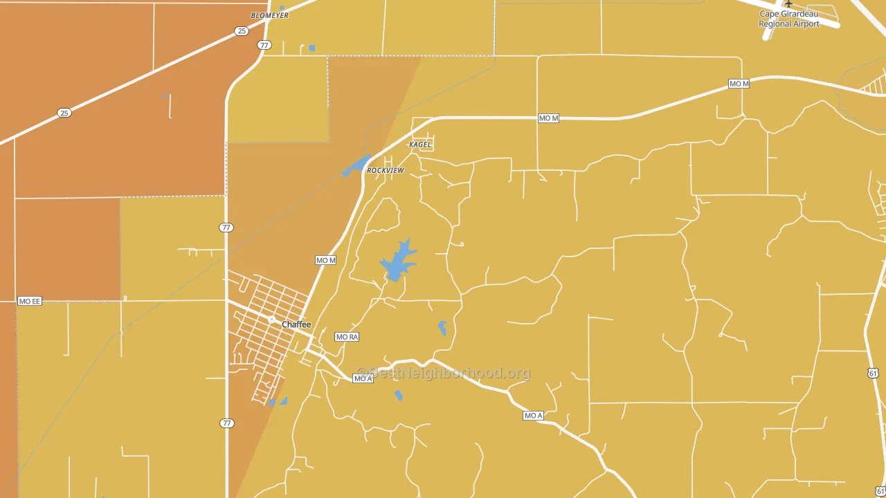 Map of the best neighborhoods in the Rockview area, with better matches in green and worse matches in red