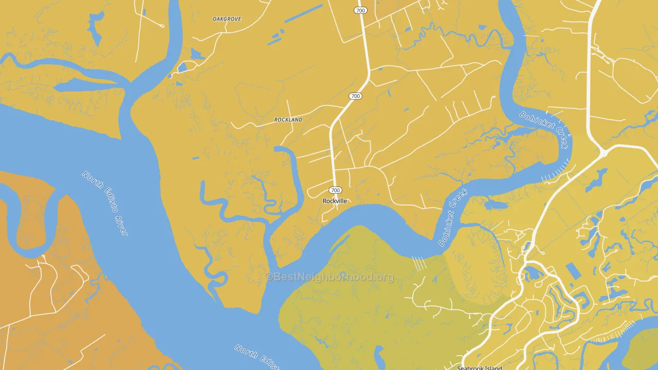 Map of the best neighborhoods in the Rockville area, with better matches in green and worse matches in red