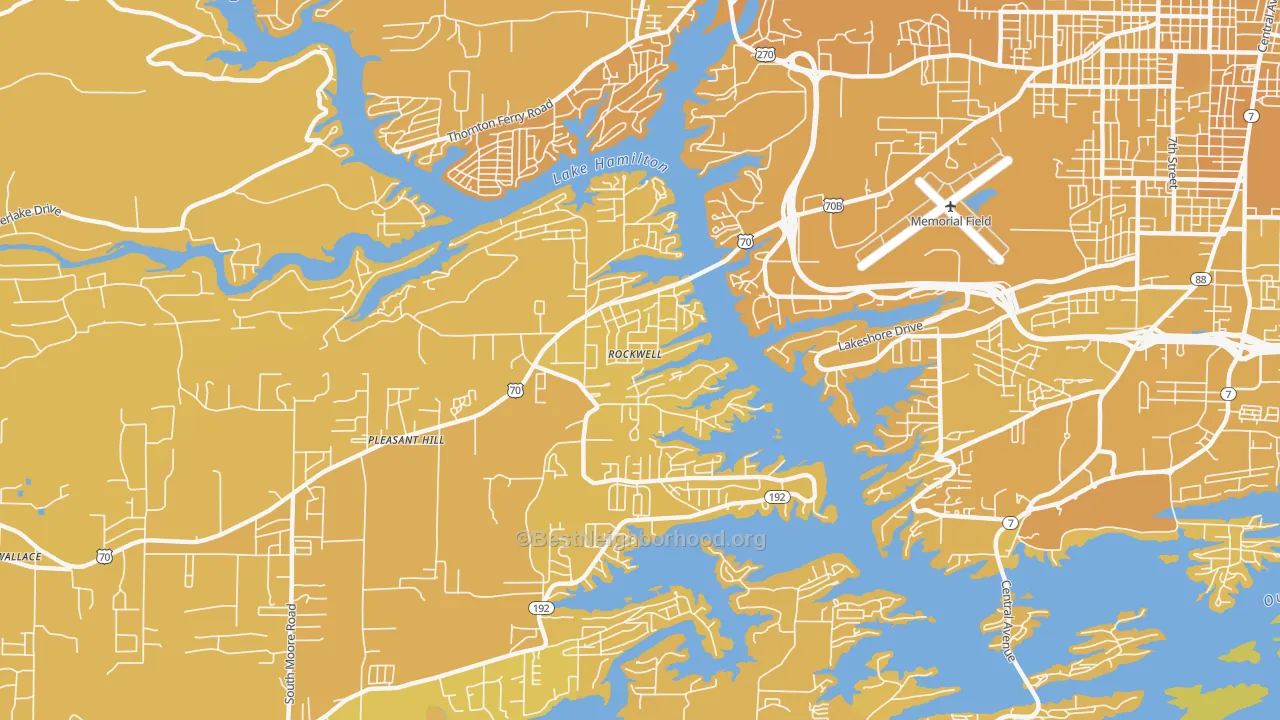Map of the best neighborhoods in the Rockwell area, with better matches in green and worse matches in red