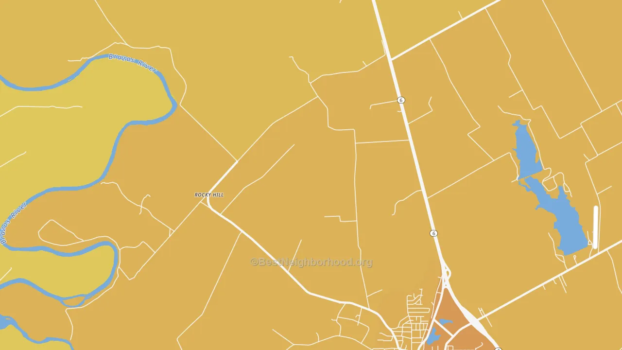 Map of the best neighborhoods in the Rocky Hill area, with better matches in green and worse matches in red