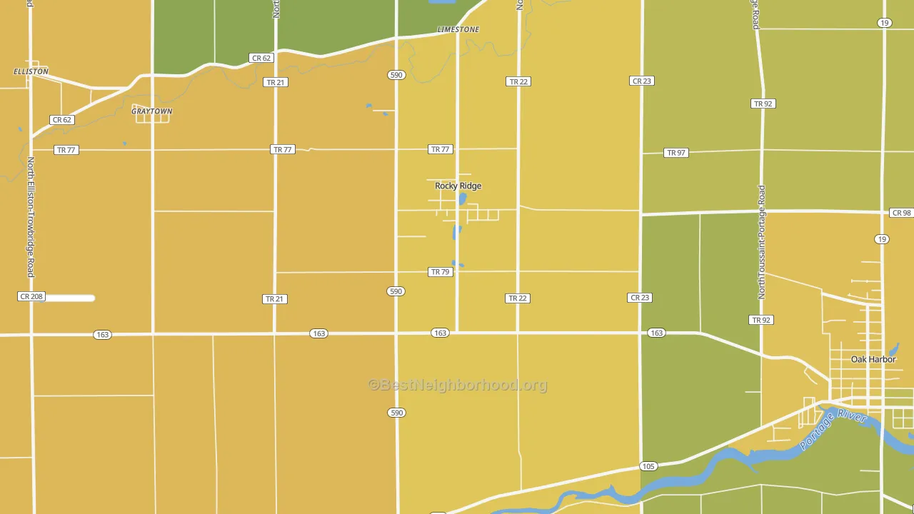 Map of the best neighborhoods in the Rocky Ridge area, with better matches in green and worse matches in red