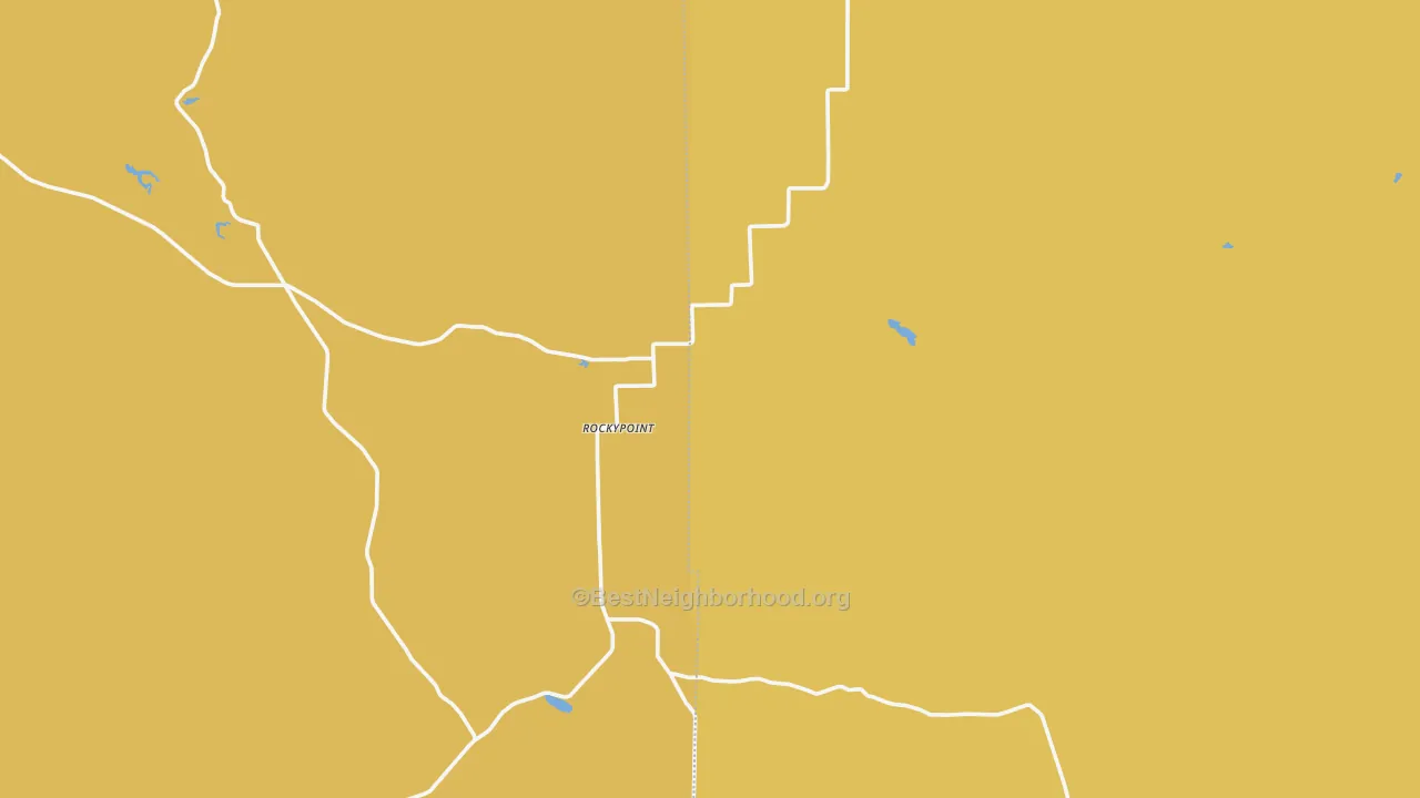Map of the best neighborhoods in the Rockypoint area, with better matches in green and worse matches in red