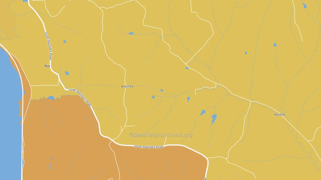 Map of the best neighborhoods in the Rodden area, with better matches in green and worse matches in red
